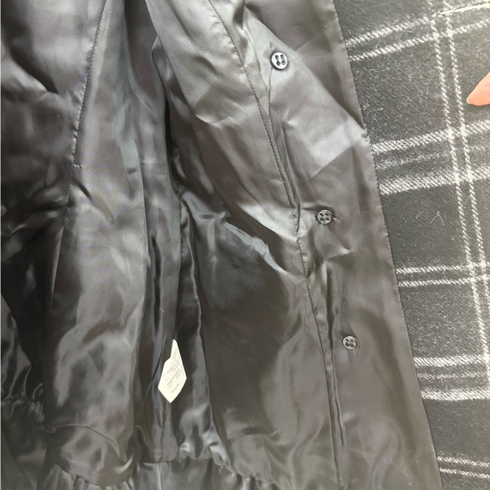 Vintage Esprit Black & Gray Plaid wool blend Pea Coat size medium - Picture 3 of 8